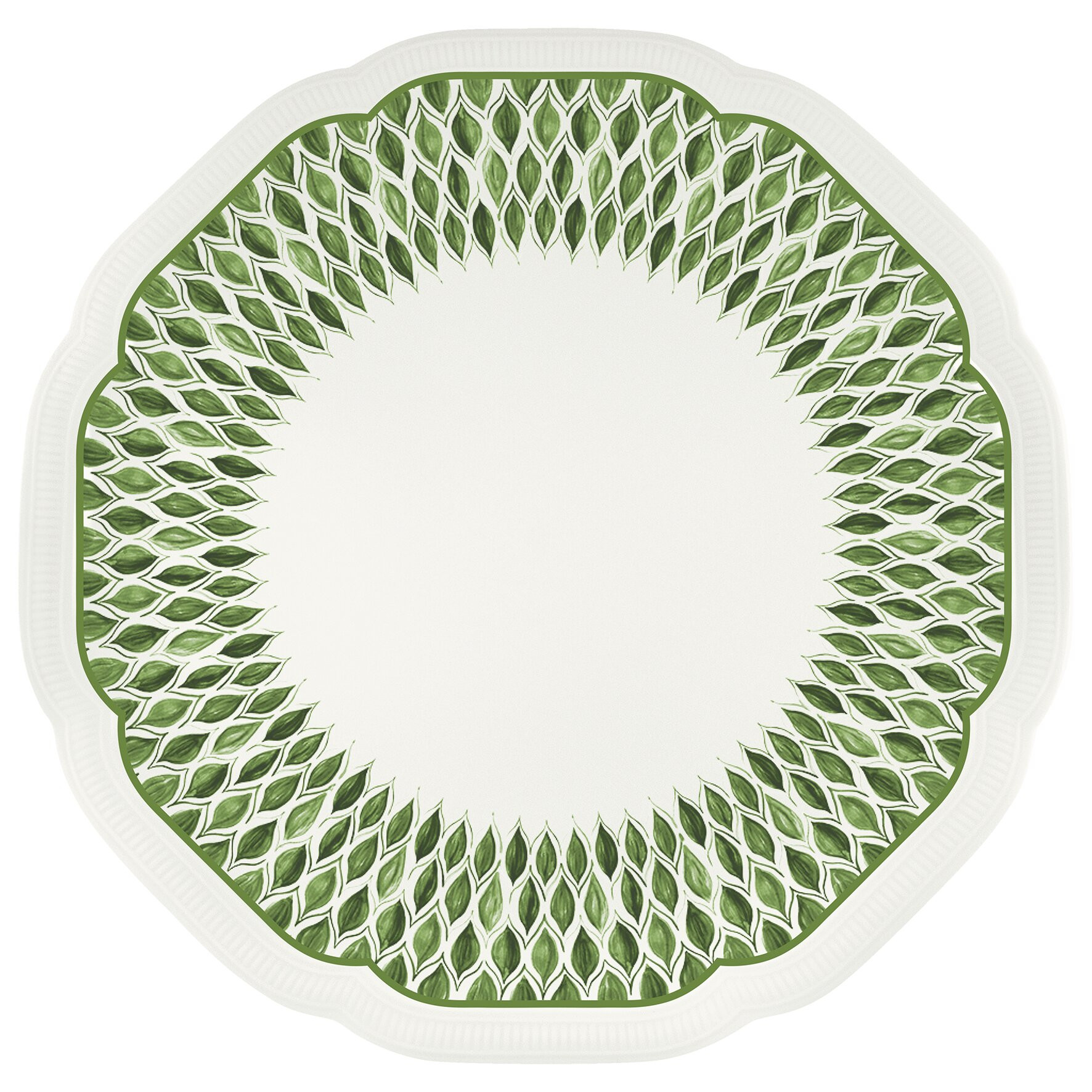 Floral Charm, Coupteller flach rund mit Relief ø 290 mm green